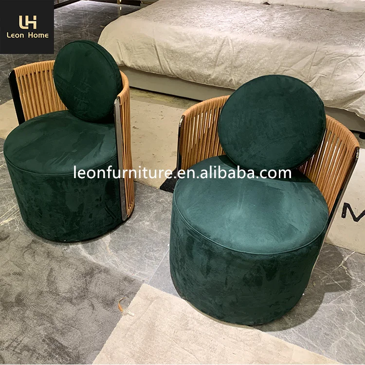 Elegant Classic Design Luxury Style Green Nubuck Fabric Leisure Chair Modern Living Room