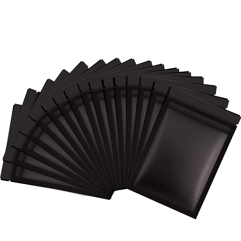 
Wholesale 4*6 Inch Black Resealable Smell Proof Foil Party Favor Flat Ziplock Clear Window Coffee Packaging Bag Pouch 