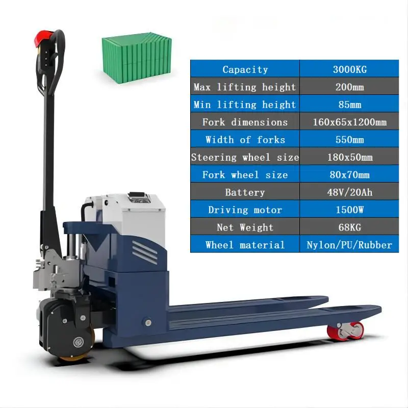 2ton 2.5ton 3ton semi electric pallet truck / pallet jack 48V 20Ah/30Ah/60Ah