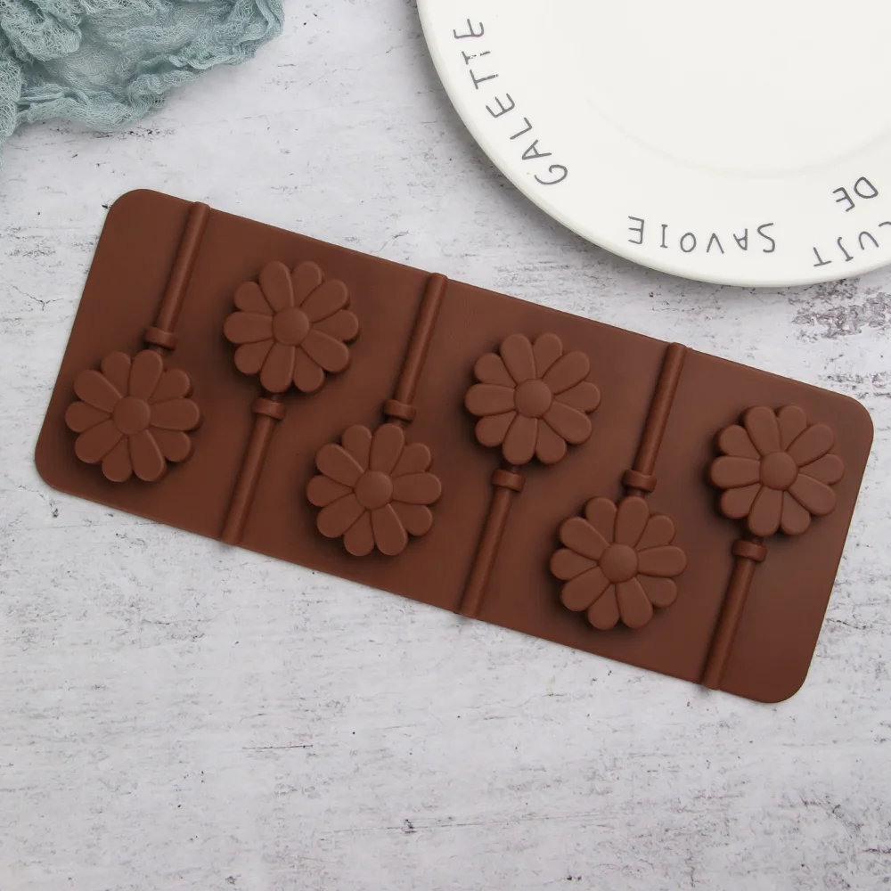 2024 Selling Well Products Round Mould Chocolate Molds Silicone Lollipop Candy Mold Tray With Shape of Smiley Small Flower