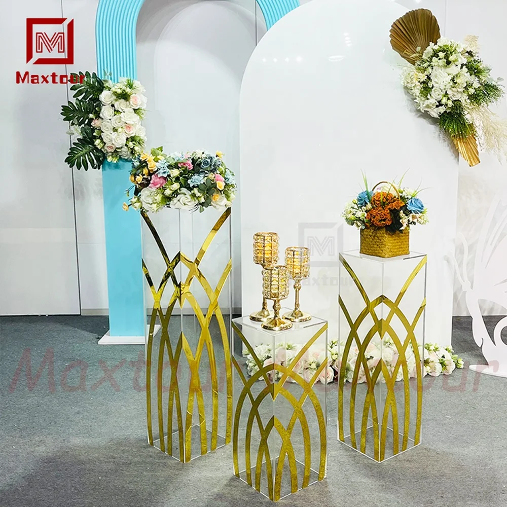 Events Used Decorative Wedding Pillars Clear Acrylic Crystal Flower Stand For Wedding