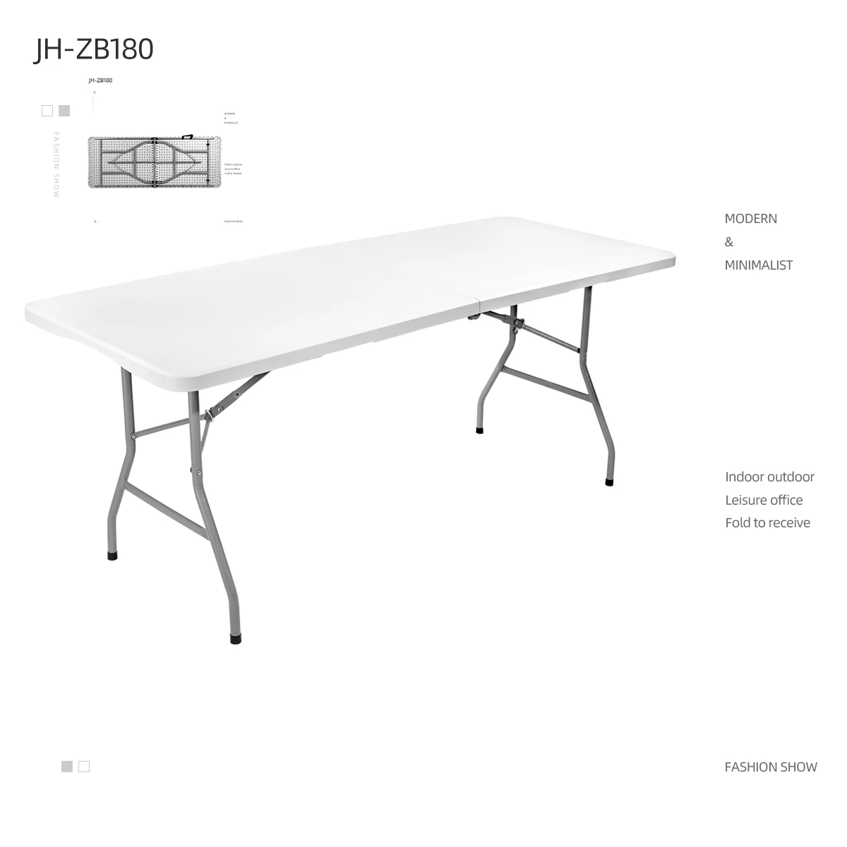 6ft 1.8m Wholesale custom 6ft 8ft plastic leg folding picnic table chairs for events banquet