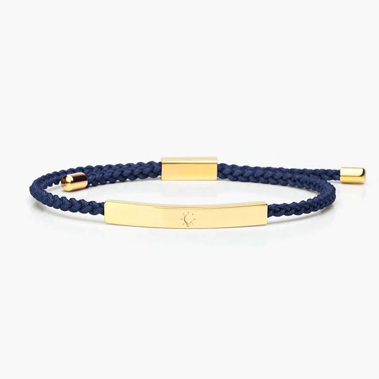 2020 Women Jewelry Stainless Steel Bar Rope Bracelet Popular Personalized Custom Engraved Name Word Message Bracelet For Women