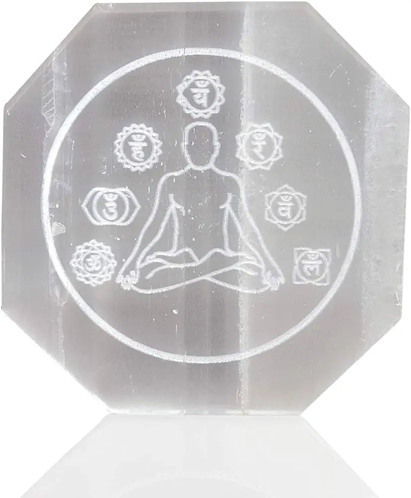 10cm Hexagonal Selenite Plate Selenite Charging Plate size 15cm chakra tree of life Metatron Selenite Plate