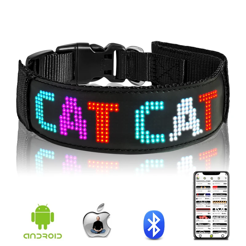 Programmable waterproof Led Light Dog Collar For Small Dog LED Collar Leash dog collar with editable name plate
