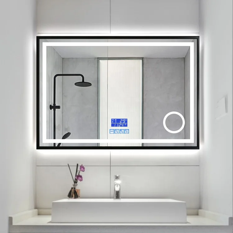 Large size touch Screen Backlit Led Bath Mirrors Smart Antifog Vanity Wall Mounted Rectangle Glass Bath Mirror With Led Light