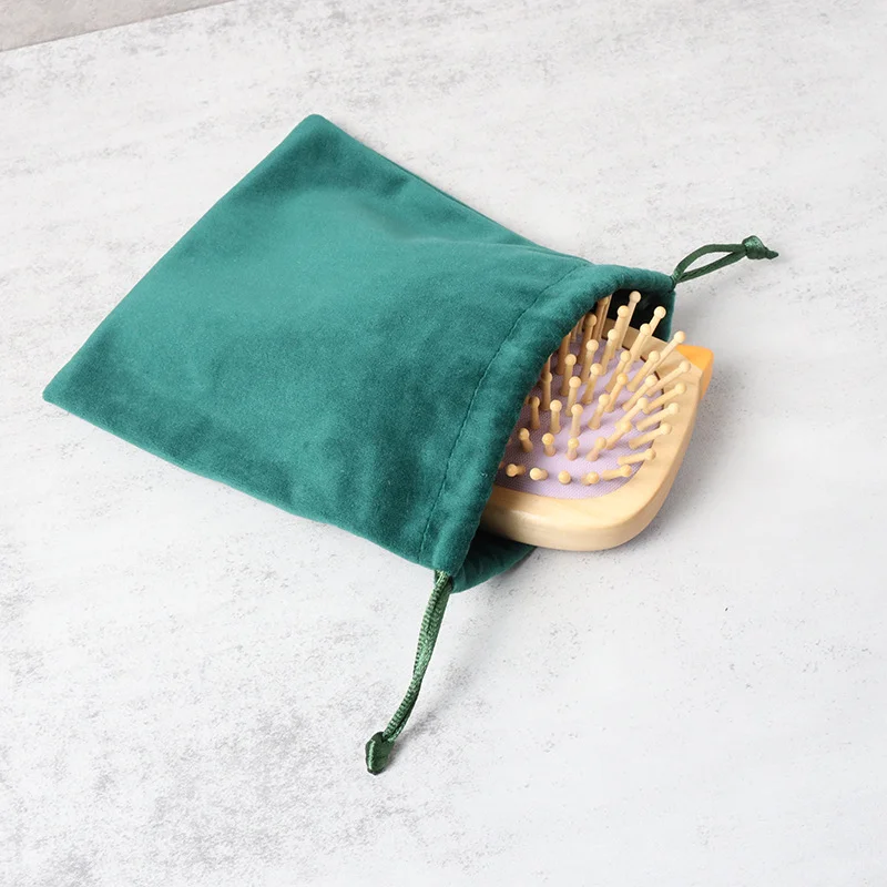 Custom Logo Drawstring Wedding Favor Gift Pouch Lipstick Candy Sweet Jewelry Storage Velvet Bags With Logo Embroidery