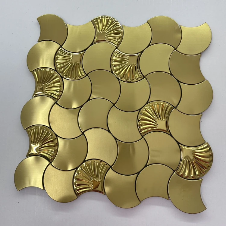 SANIPRO Modern Luxury Premium Multicolor Special Shaped Wall Decor Brick Stainless Steel Decorative Mosaic Tile