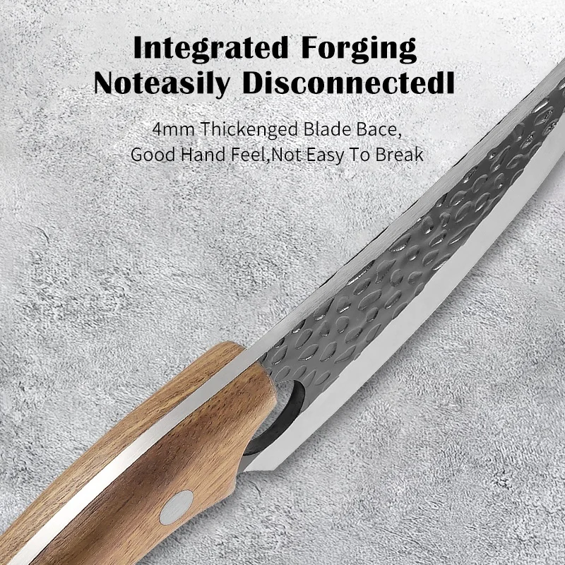 Forged Handmade Butcher Knife Bone Cleaver High Carbon Steel Camping Knife Kitchen Cutting Serbian Chef Knife With PU Sheath