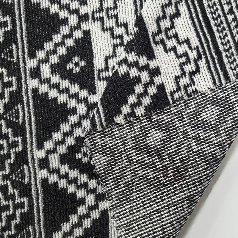 Factory custom pattern 213gsm 100%polyester black terry towel jacquard fabric for coat,sweater