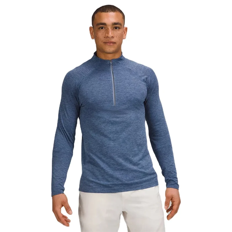 Manufacturer Custom Quick Dry Gym 1/4 Quarter Zip Top Fitness Tshirts Golf Shirts Sportswear Long Sleeves