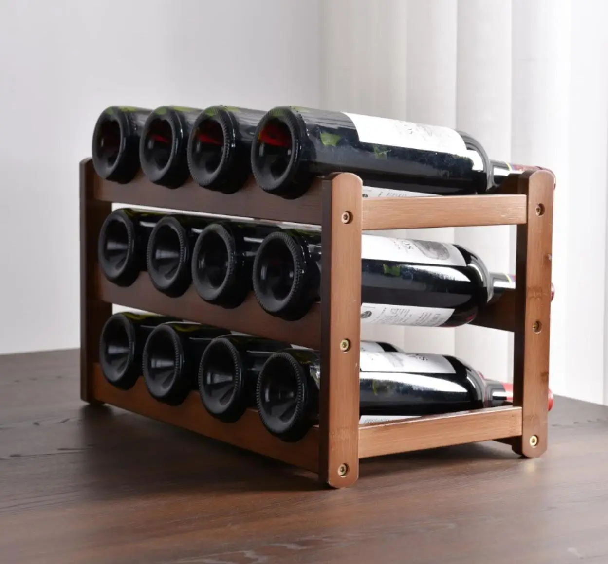 Standing Wooden Bamboo Wine Rack Organizer 8 Bottles Home Bar Party Display Holder Shelf Decoration Rack