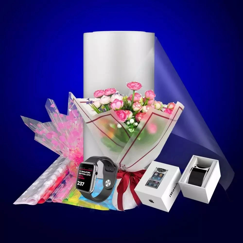 Thick Gift Packaging Flower Wrapping Film Clear Cellophane Roll BOPP packing film For Gifts Baskets Wrap