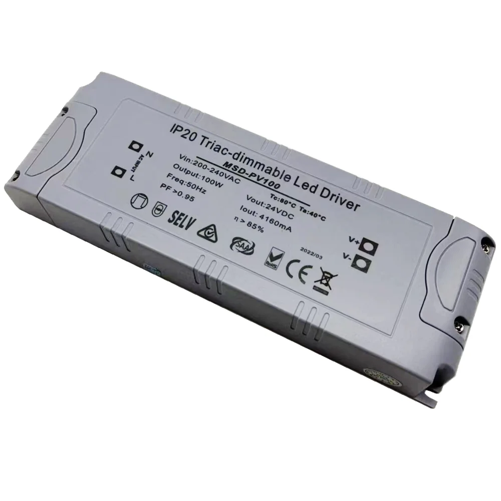 Indoor Triac dimmable 100W Power Supply Constant Voltage 12V 24V Forward Phase and Reverse Phase Cut dimmable Driver