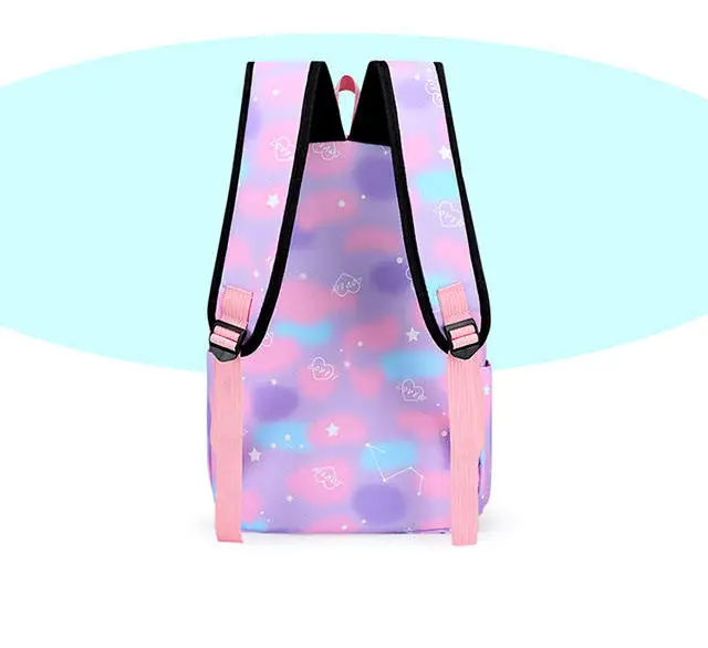 New 2023 Wholesale 3in1 Rainbow Colored School Bags Backpack Girls Bookbags Casual School Bags Waterproof OEM Logo 3 Pcs bag