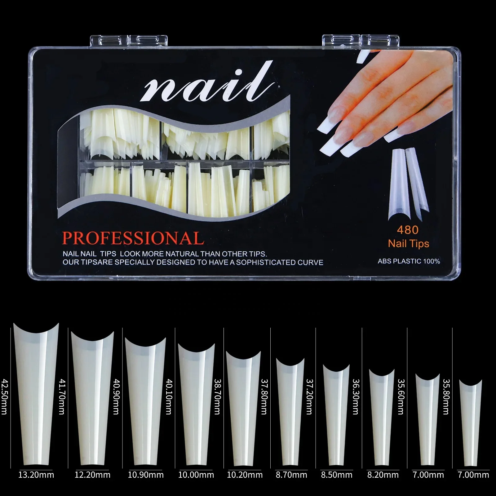 2024 New Material French Style Artificial Fingernails Full Half  Art Fake Nail Patch Long Nails Tips Press on Nails