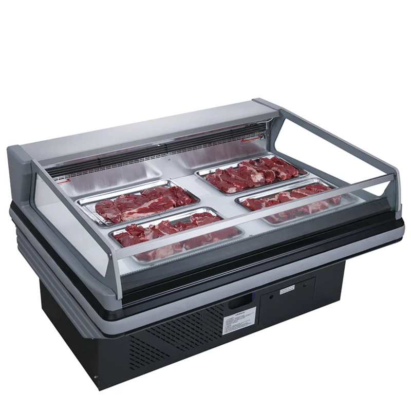 Supermarket top open meat display refrigerator fresh meat burchery display chiller fridge for sale
