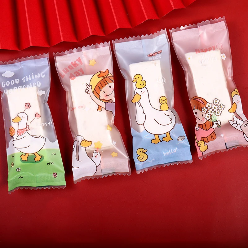 Cute Sweet Chocolate Candy Caramel Heat Seal Transparent Plastic Packaging Nougat Wrapper