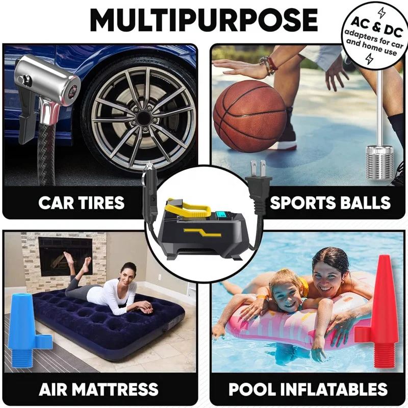 Tire Inflator Air Compressor Portable DC/AC Digital Tire Pump for Car Tires 12V DC and Other Inflatables at Home 110-230V AC