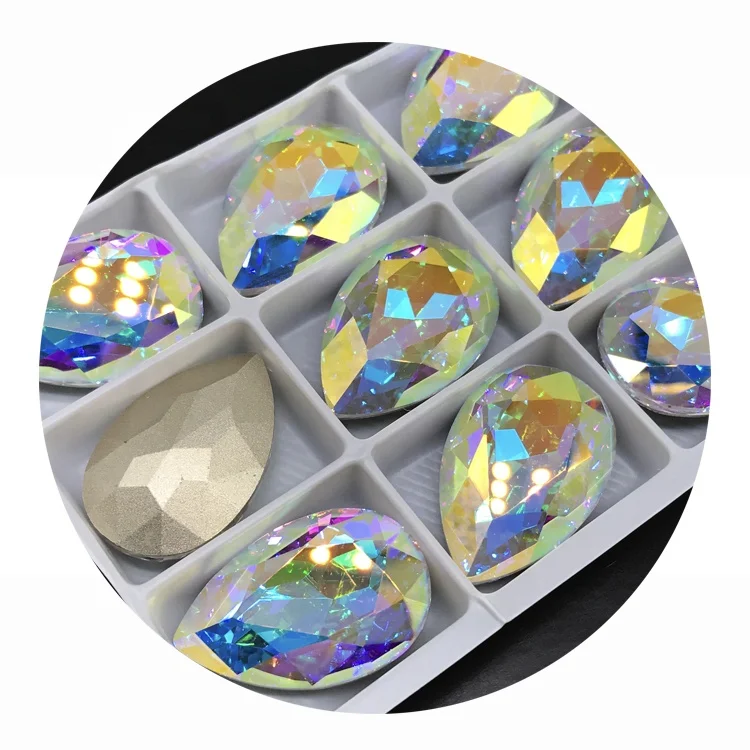 k9 quality 13*18mm fancy glass stones tear drop crystal for jewelry making