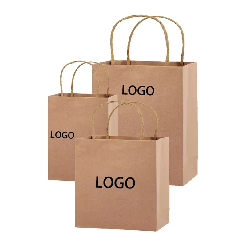 Wholesale gift packaging brown bolsa de papel printed shopping bag kraft paper bags with your own logo