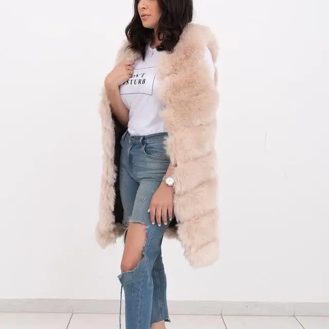 
small moq custom and wholesale fashion high quality faux fox fur vest Factory price Shenzhen Lily Cheng 