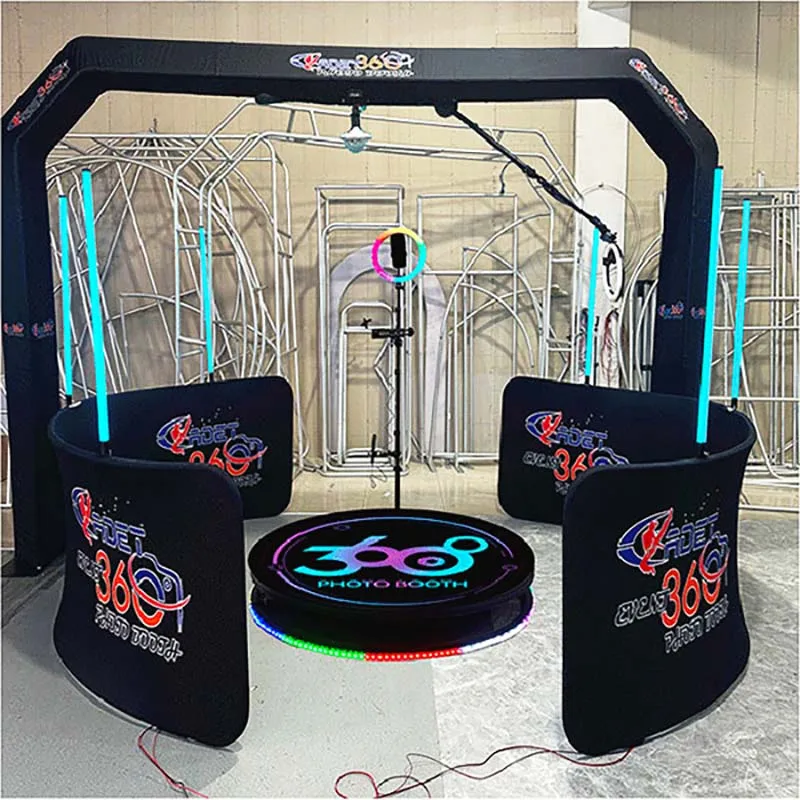 Automatic Rotating 3D Overhead Automatic 360 Photo Booths Rgb Led Ring Lights Sky Top Spinner 360 Photo Booth For People