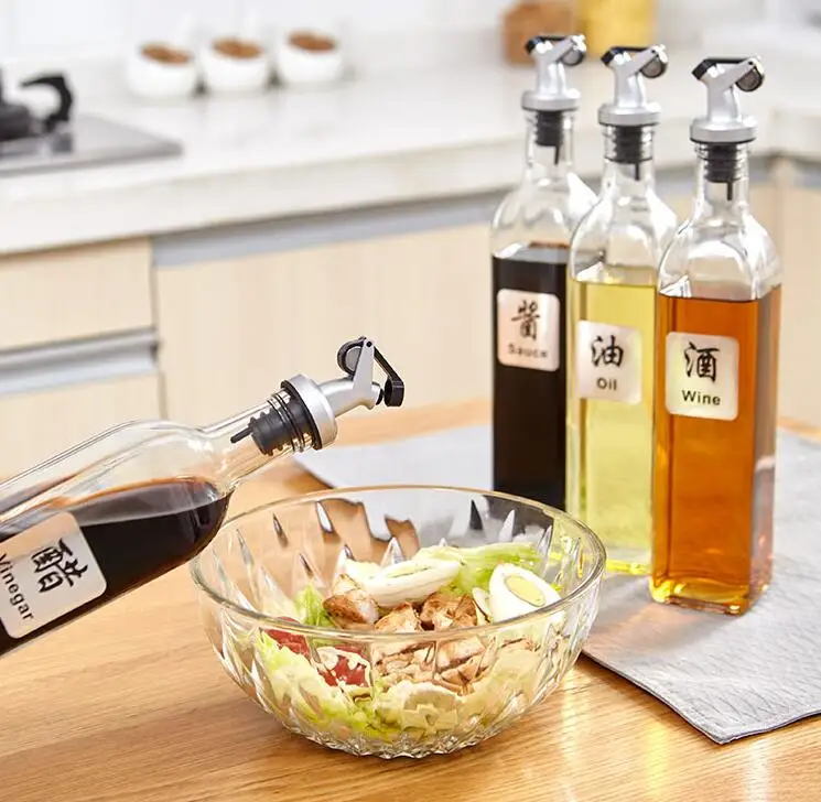 wholesale customized soy sauce vinegar olive oil glass bottle 1000ml 500ml cooking oil dispenser bottle glass