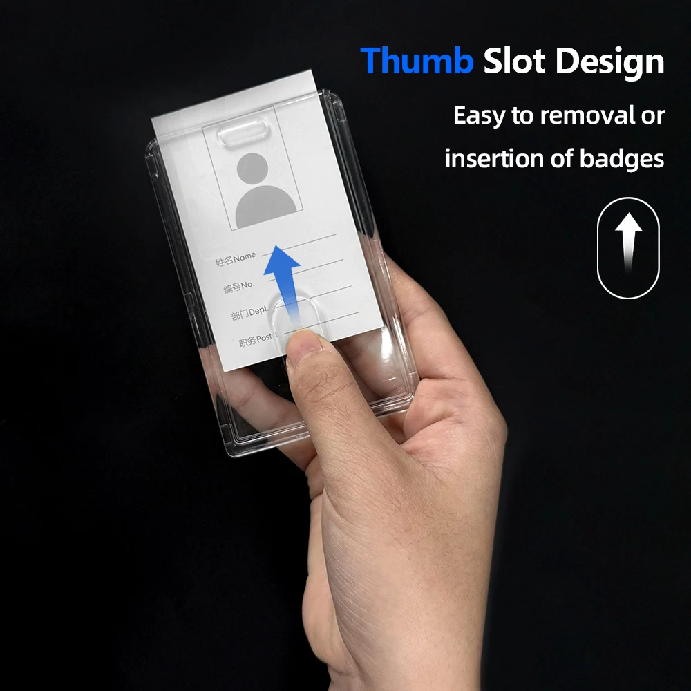 UHOO 6616 Convenient Organization Name Badge Lanyard Holder PVC Acrylic ID Card Cover ABS PP Material Badge Holder Accessories