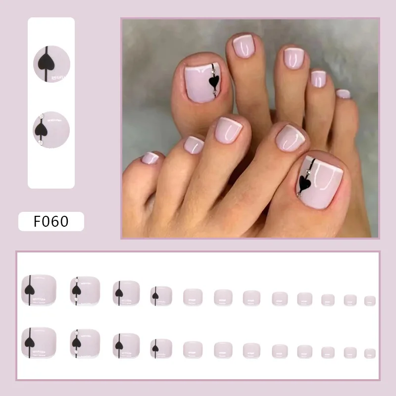 F060 Toe Nail Manicure Punk Style Nail Art Finished Toe Nail Patch Acrylic False Toes Art Tips Toenails