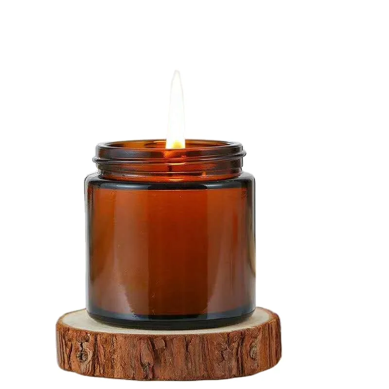Glass Manufacture OEM Wholesale Soybean Wax ES89 Amber Scented Aroma glass candle holders lanterns and candle jars