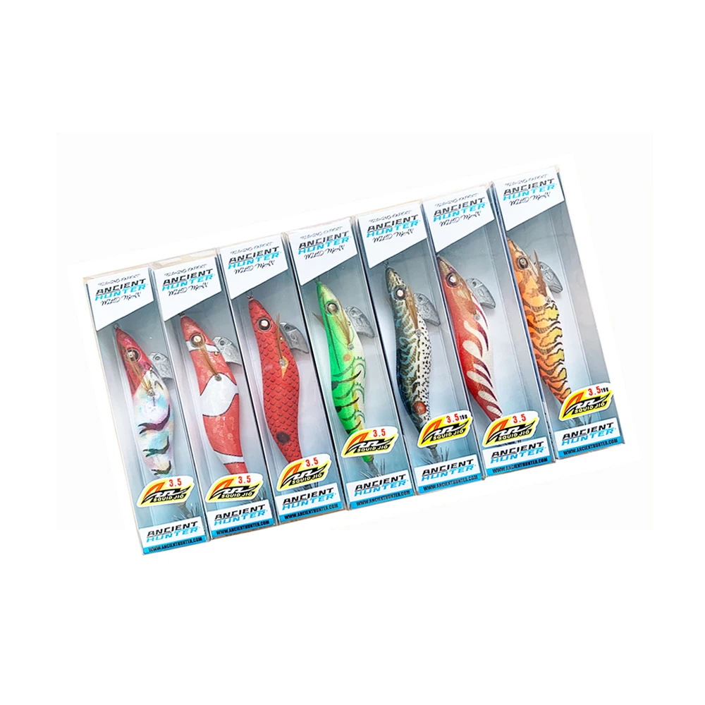 Ancient Hunter TYYD-1002 3.5#-21G  luminous Squid Jigs fishing lures Artificial Bait Wood Shrimp