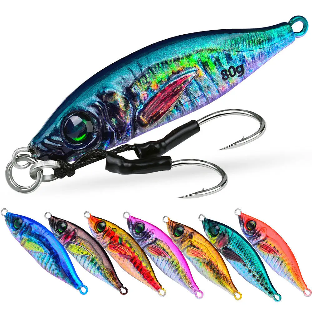 Wholesale 30g 40g 60g 80g Luminous Japanese 3D Printing Saltwater Metal Jig Fishing Lure Fast Sinking Bait with Cheap Price