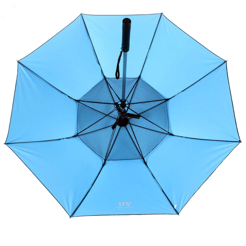 27 Inch Manual Open Promotional Custom Logo Fan Mist Straight Umbrella UV Umbrella with Fan