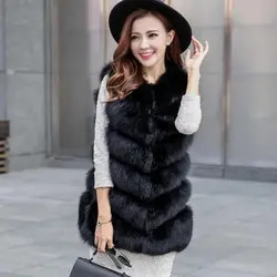 2023 New arrival designs hot selling ladies Custom short sleeveless faux fox fur solid women vest