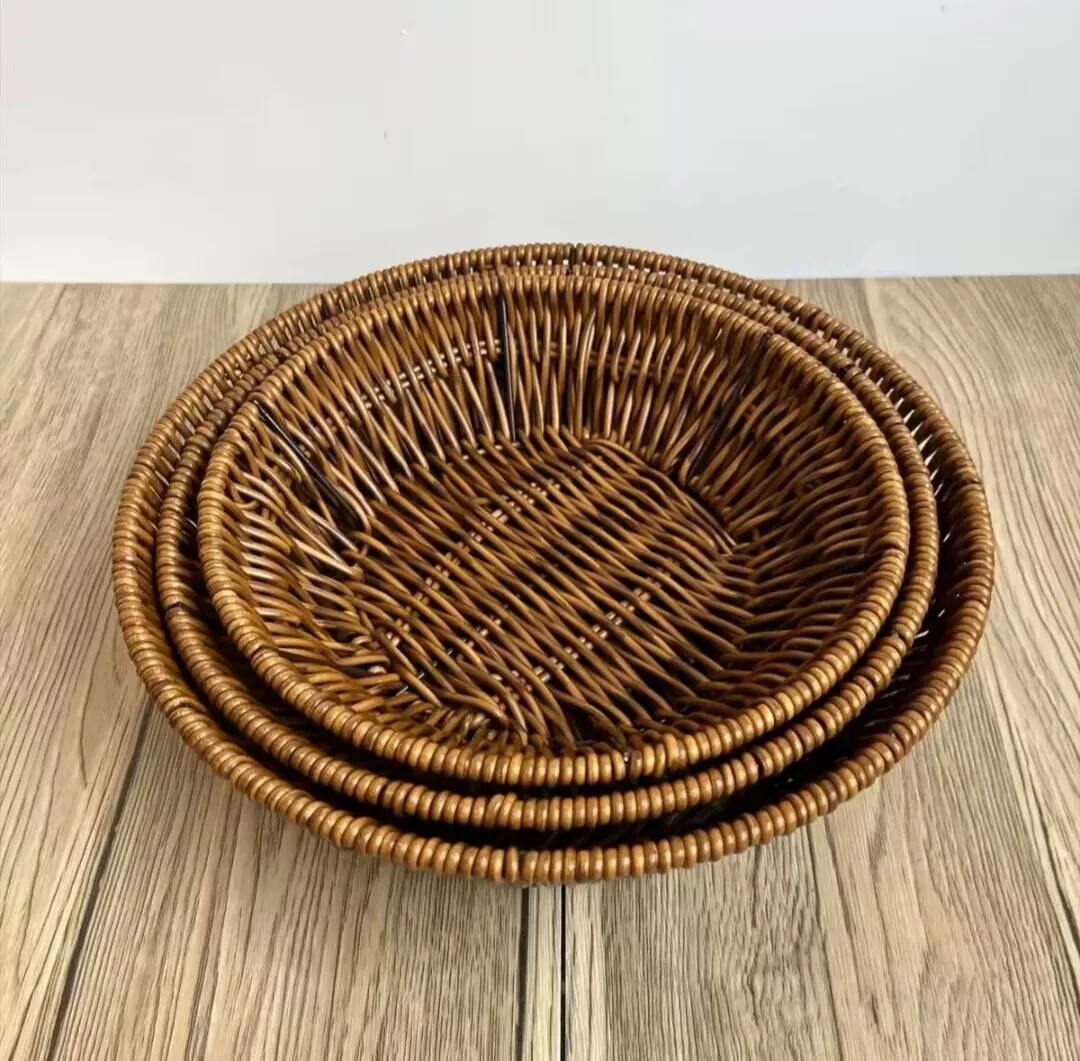 Rattan woven basket fruit bread hot pot restaurant vegetable storage hand-woven basket