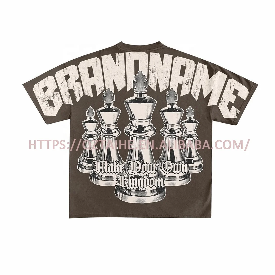 2024 graphic t shirts 320 gsm t shirt stone washed thick collar t shirt for men low moq