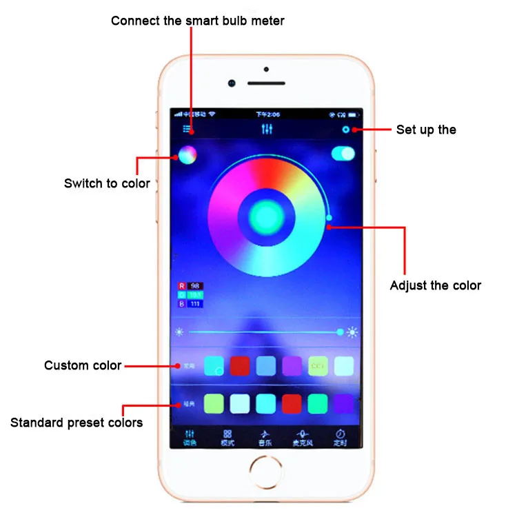 Seven Color RGB APP Car Accessories Auto Parts Foot Well Lighting LED Ambient Atmosphere Lamp Interior Mood Lighting