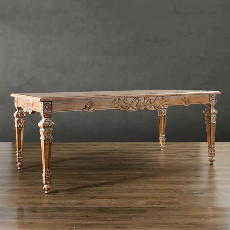 Custom hotel household furniture French antique solid wood carved dining table set luxury