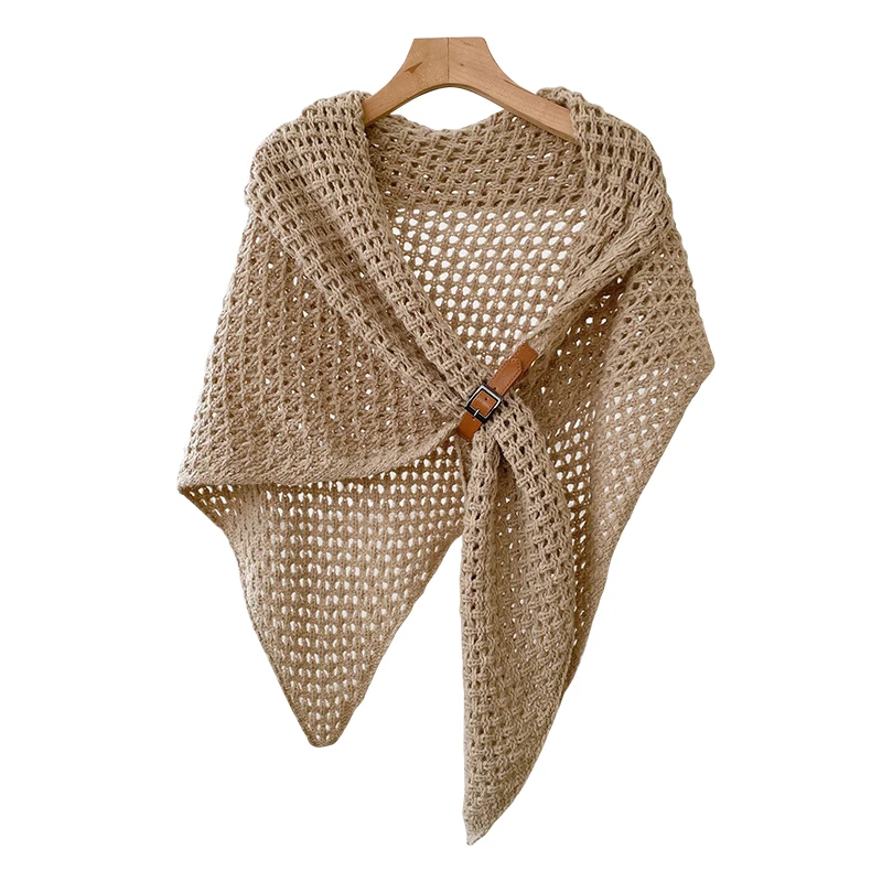 Custom comfortable solid color women scarf knitted shawl