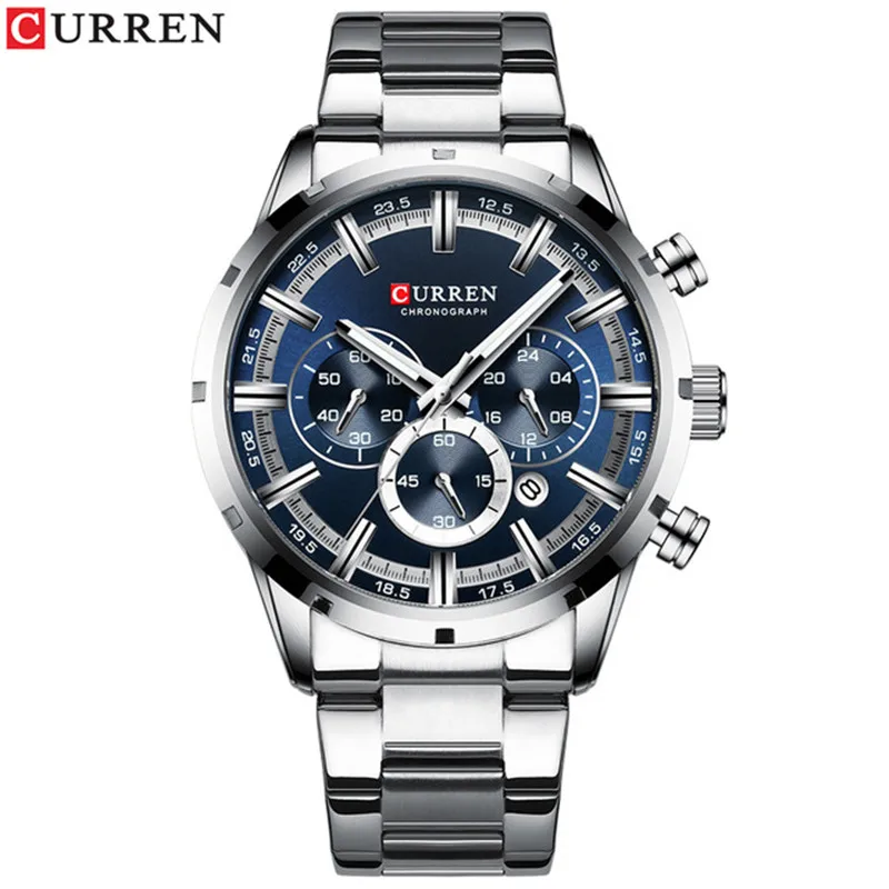 CURREN 8355 Новая мода для мужчин S часы с нержавеющая сталь лучший бренд класса люкс Спортивный Хронограф Кварцевые Relogio