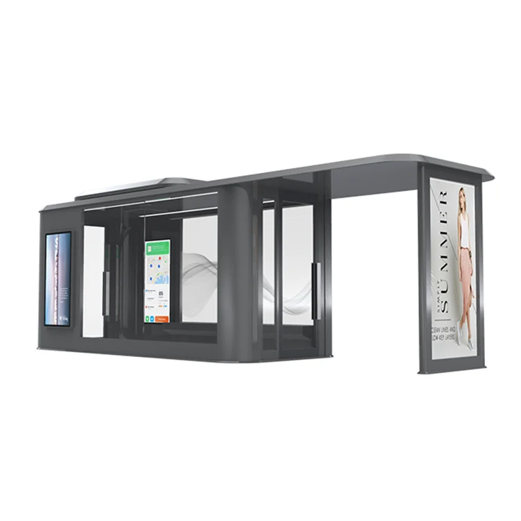 Outdoor Furniture Cold Closed Bus Stop Metal AC Bus Shelter