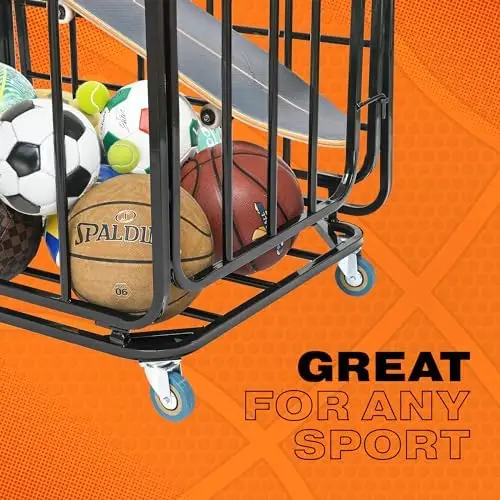 Sports Entertainment Metal Organizer Cage Wheels Basketball Storage Bin Ball Cart and Holder for Effective Storage Management