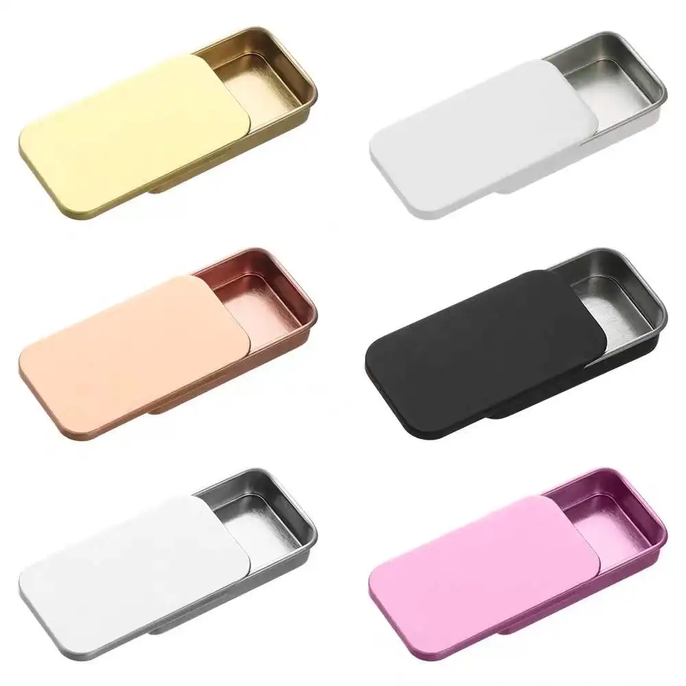 wholesale custom Metal Sliding Tin Case Rectangle Slide Top Lid Metal Sliding Tin Containers