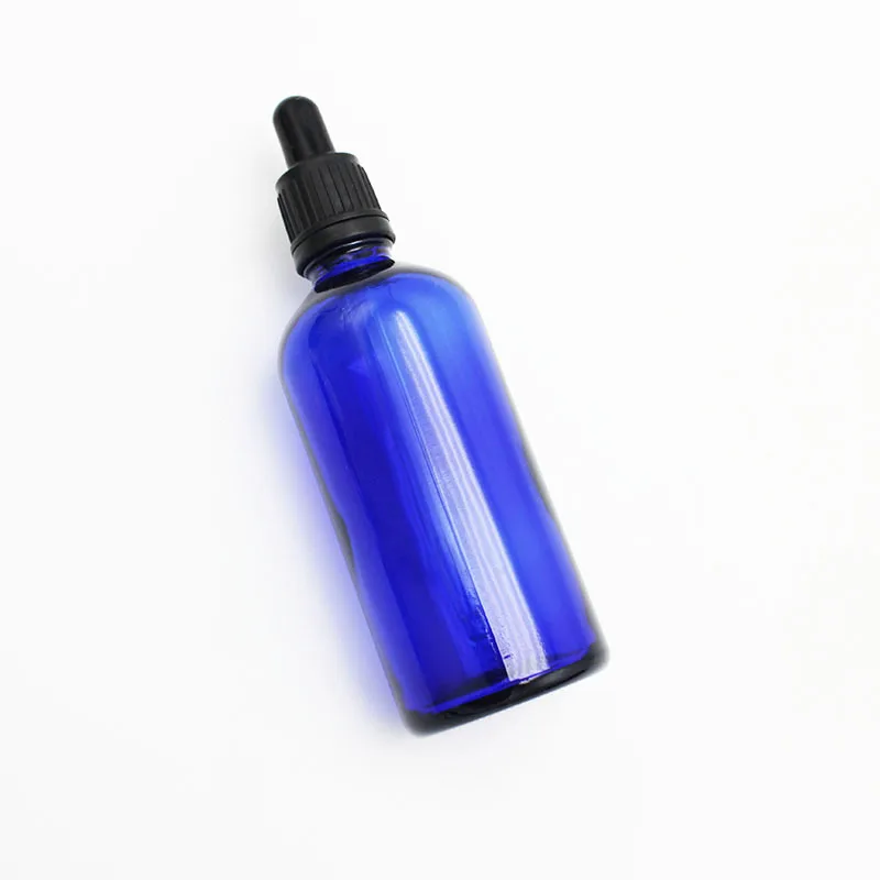 2022 new blue 100ml glass dropper bottle essential oil bottle