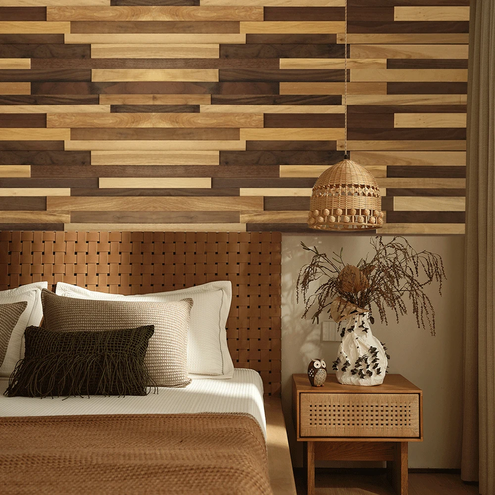 KASARO Natural Interior Wood Paneling Solid Wood Timber Planks Modern Decorative 3D Wood Wall Panels