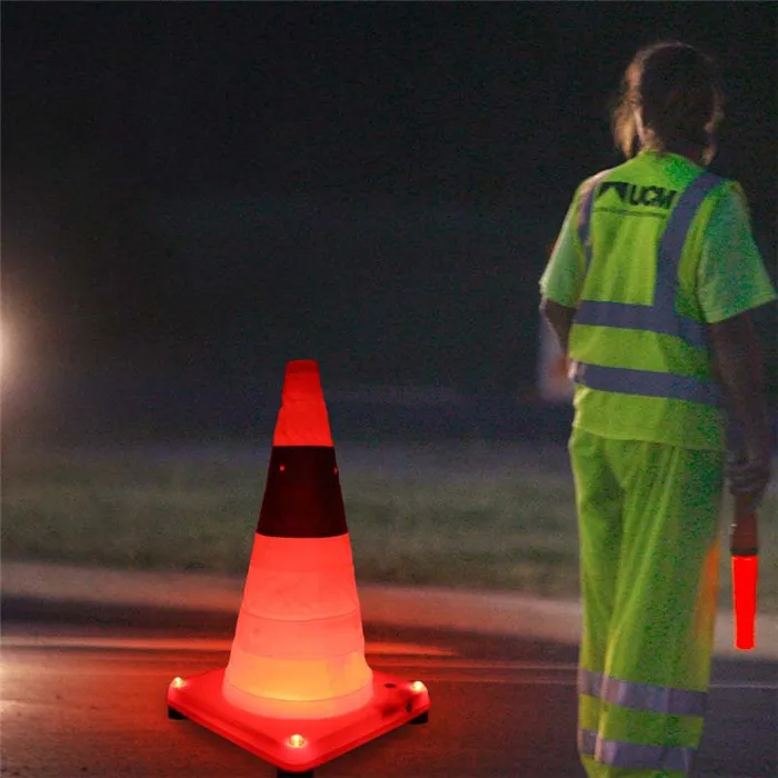Emergency led road cones Road hazard construction safety warning light Foldable Rechargeable led light traffic road cones