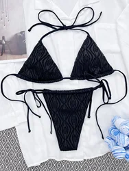 2023 Custom Triangle Lace Mini Thong Sexy Women Bikini Two Piece