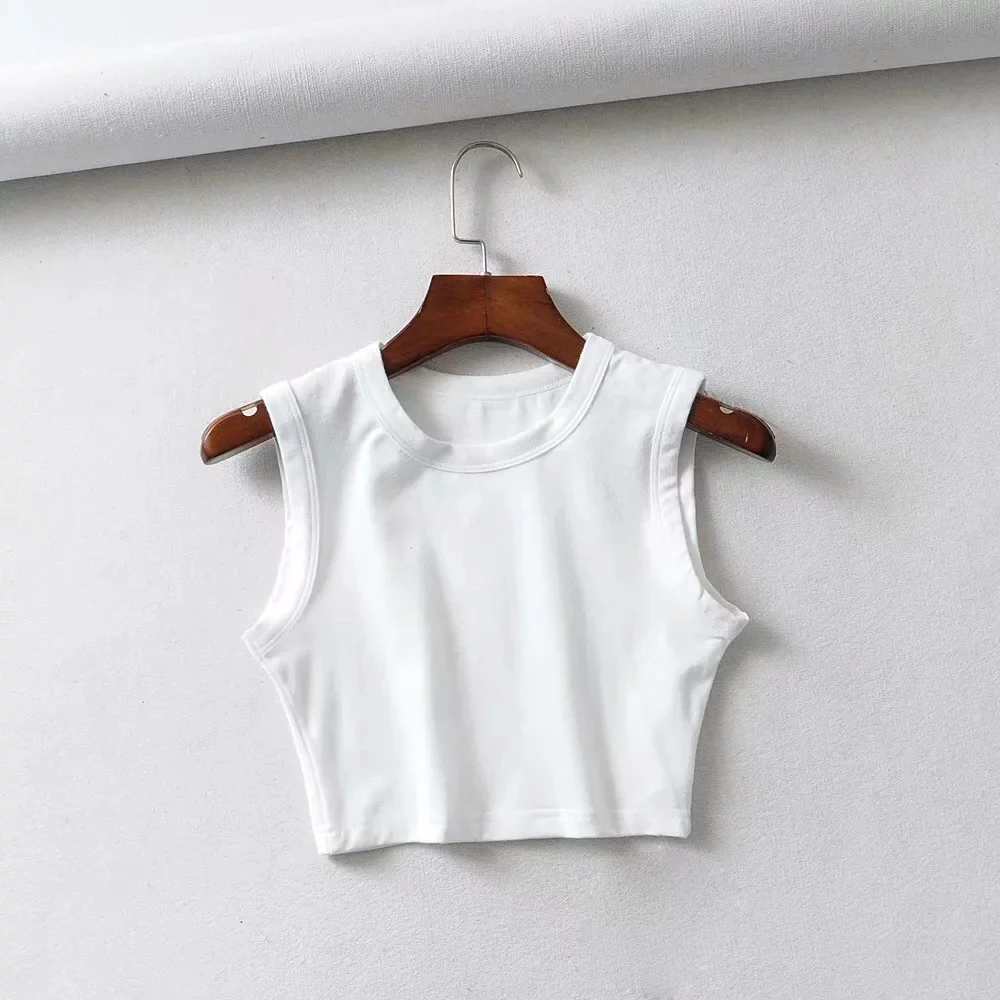 Женский хлопковый кроп-топ с круглым вырезом