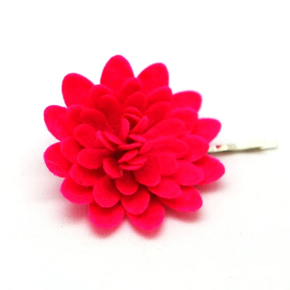 Factory Wholesale Handmade Red Rose Flower Hair Pin Cute Kids Fabric Mini Red Flower Hair Pins